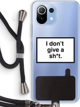 Case Company® - Xiaomi Mi 11 Lite hoesje met Koord - Don't give a shit - Telefoonhoesje met Zwart Koord - Bescherming aan alle Kanten en Over de Schermrand