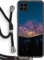 Case Company® - Samsung Galaxy A22 4G hoesje met Koord - Travel to space - Telefoonhoesje met Zwart Koord - Bescherming aan alle Kanten en Over de Schermrand