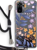 Case Company® - Xiaomi Redmi Note 10 Pro hoesje met Koord - Flowers with blue leaves - Telefoonhoesje met Zwart Koord - Bescherming aan alle Kanten en Over de Schermrand