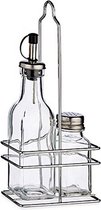 olie- en zoutvaatje 12 x 23 cm staal/glas zilver