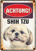 waakbord hond Shih Tzu 21 x 14,8 cm bruin (de)