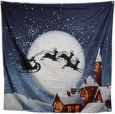 wandkleed kerstslee 150 x 150 cm polyester wit/blauw