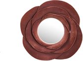 PTMD Look Ronde Spiegel - 19 x 4 x 19 cm - Velvet/poly - Rood