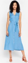LOLALIZA Tencel hemdjurk - Blauw - Maat 36
