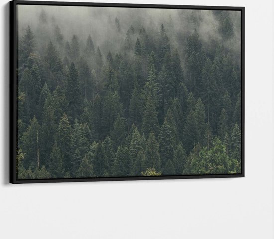 Mistig Bos Landschap | 100x70 cm | Landschap Canvas schilderij | Zonder lijst |... bol.com