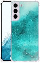 Telefoon Hoesje Geschikt voor Samsung Galaxy S22 Case Anti-shock met transparante rand Painting Blue