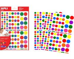 Apli Kids verwijderbare stickers | cirkel | blister met 624 stuks in geassorteerde kleuren en groottes