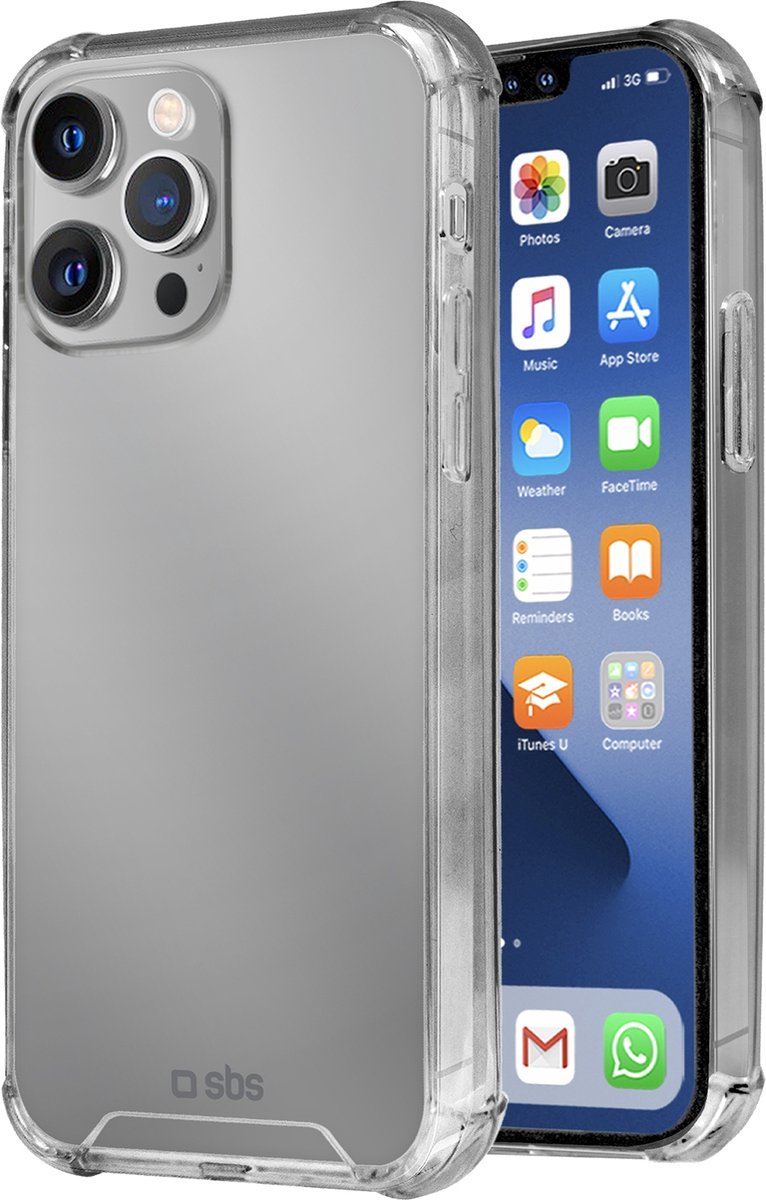 SBS Impact Telefoonhoesje geschikt voor Apple iPhone 13 Pro Shockproof Hardcase Hoesje - Transparant