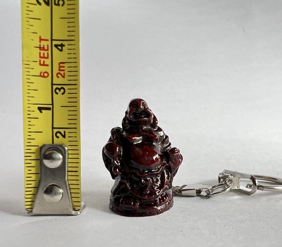 Une mini perle de jade + porte-clés Bouddha rouge-marron ensemble de 6 pièces Feng shui poupées porte-bonheur porte-bonheur