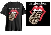 The Rolling Stones - Leopard Print Tongue Heren T-shirt - XL - Zwart