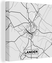 Canvas Schilderij Stadskaart – Zwart Wit - Kaart – Landen – België – Plattegrond - 90x90 cm - Wanddecoratie
