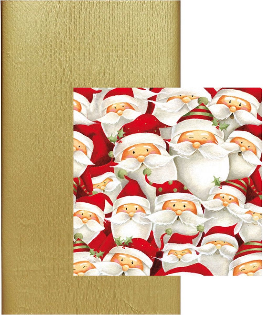 Papieren tafelkleed/tafellaken goud inclusief kerst servetten - Kerstdiner tafel