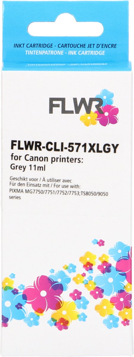 FLWR - Inktcartridge / CLI-571XL / Grijs - Geschikt voor Canon