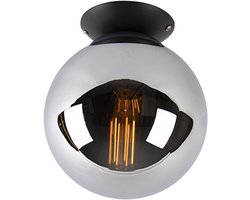 QAZQA pallon – Art Deco Plafondlamp – 1 lichts – Ø 20 cm – Zilver – Woonkamer | Slaapkamer | Keuken