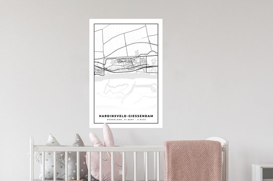 Stickers muraux - Carte - Hardinxveld-Giessendam - Carte - Plan de la ville - 40x60 cm - Feuille adhésive