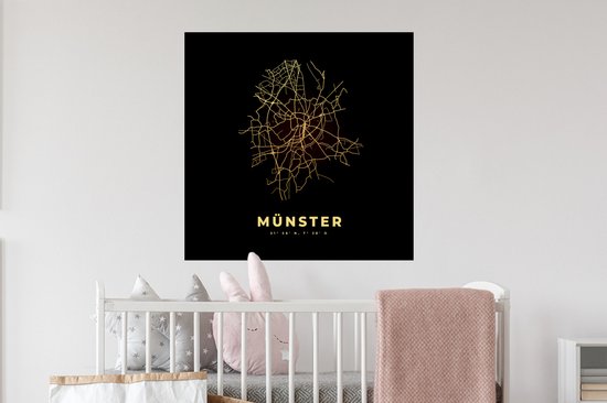 Stickers Stickers muraux - Or - Münster - Carte - Plan de la ville - Plan d'étage - 80x80 cm - Feuille adhésive