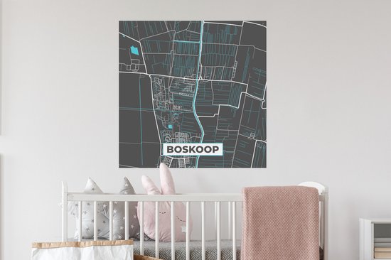Stickers Stickers muraux - Boskoop - Carte - Carte - Pays- Nederland - Plan de la ville - 80x80 cm - Feuille adhésive