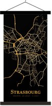 Porte-affiche avec affiche - Affiche scolaire - Strasbourg - Carte - Or - 60x120 cm - Lattes noires