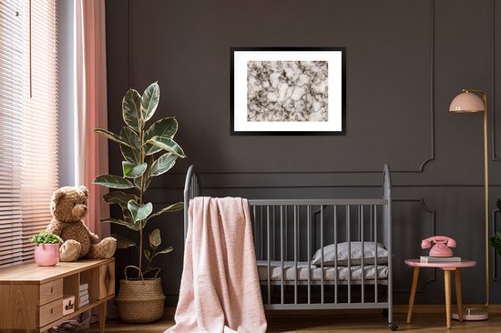 Fotolijst incl. Poster - Marmer - Zwart - Goud - 80x60 cm - Posterlijst