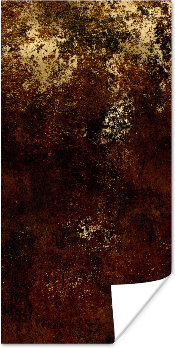 Poster 80x160 cm - Zwart - Verf - Goud - Luxe - Posters - Kamer decoratie - Wanddecoratie 