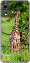 Geschikt voor Huawei P20 hoesje - Baby - Giraffe - Planten - Siliconen Telefoonhoesje