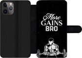 Bookcase Geschikt voor iPhone 11 Pro telefoonhoesje - More gains bro - Quotes - Spreuken - Met vakjes - Wallet case met magneetsluiting