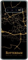 Geschikt voor Samsung Galaxy S10 hoesje - Rotterdam - Kaart - Gold - Siliconen Telefoonhoesje