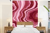 Behang - Fotobehang Marmer - Rood - Patronen - Breedte 175 cm x hoogte 240 cm