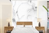 Behang - Fotobehang Marmer - Grijs - Patroon - Breedte 175 cm x hoogte 240 cm