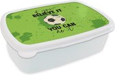 Broodtrommel Wit - Lunchbox Quotes - Spreuken - If you believe it, you can do it - Voetbal - Brooddoos 18x12x6 cm - Brood lunch box - Broodtrommels voor kinderen en volwassenen