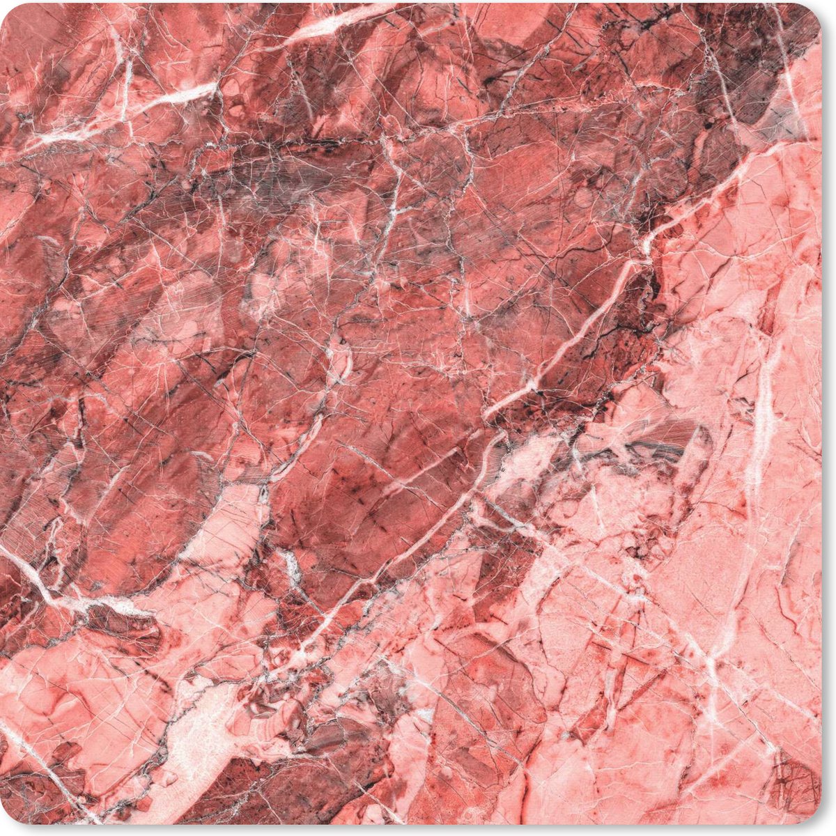 Muismat 20x20 cm - Mousepad Steen - Rood - Roze - Graniet print - Muismatten