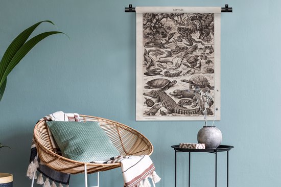 Tapisserie murale - Tissu mural - Reptiles - Animaux - Zwart - Wit - 60x80 cm - Tapisserie