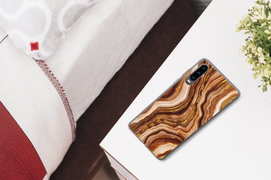 Coque Huawei P30 - Imprimé Marbre - Doré - Ligne - Coque de Téléphone en Siliconen -