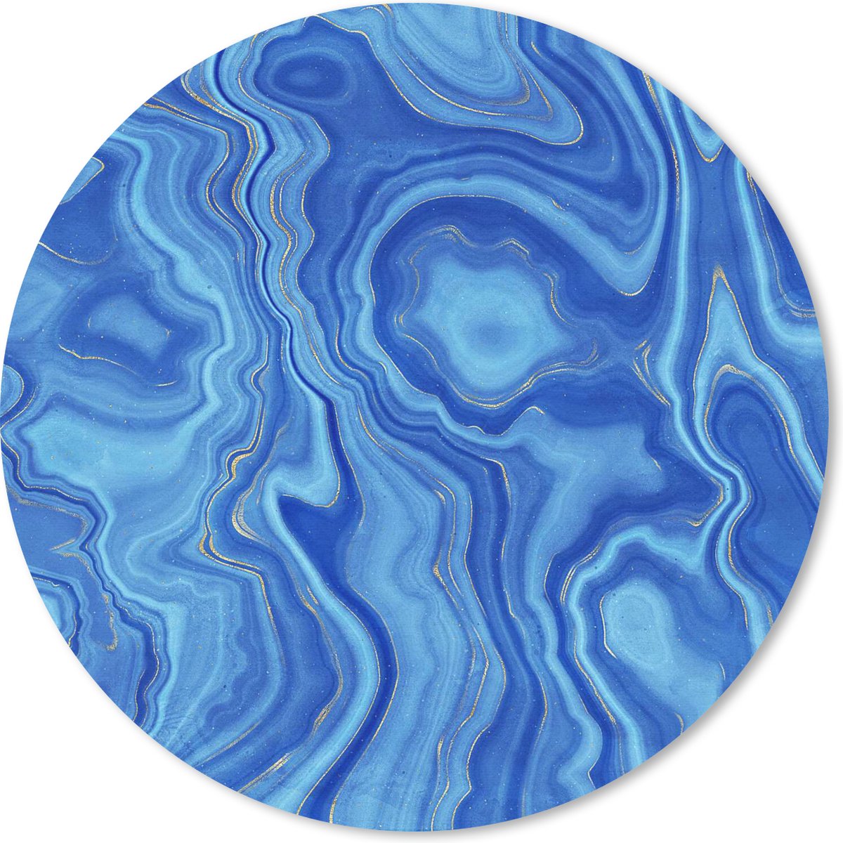 Muismat rond 40x40 cm - Mousepad Marmer - Blauw - Patroon - Ronde muismatten