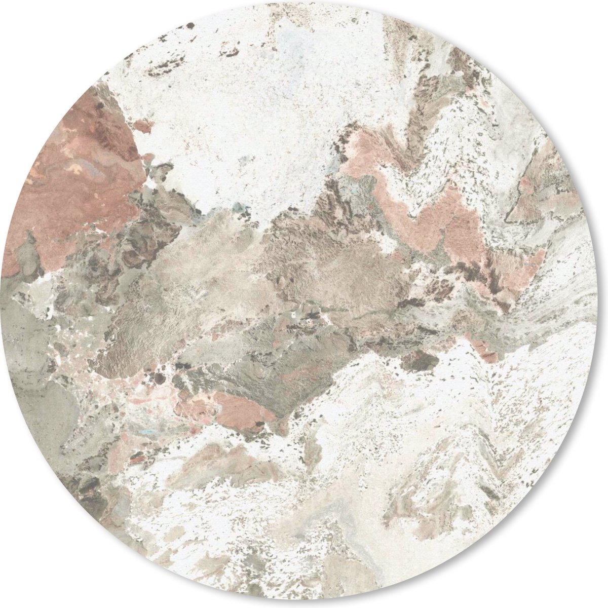 Muismat rond 20x20 cm - Mousepad Wit - Kristallen - Graniet print - Ronde muismatten