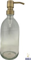 Zeepdispenser | Zeeppompje | Blanco | transparant glas | 500ml | Zonder sticker | Goud metaal pomp | Glas