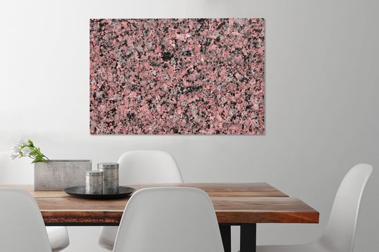 Tableau sur toile Rose - Zwart - Cristal - Granit - 60x40 cm - Décoration murale