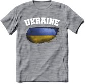 Oekraine vlag T-Shirt | Dames - Heren – Unisex Kleding | Ukraine support shirt | Tshirt Met Print - Donker Grijs - Gemaleerd - L