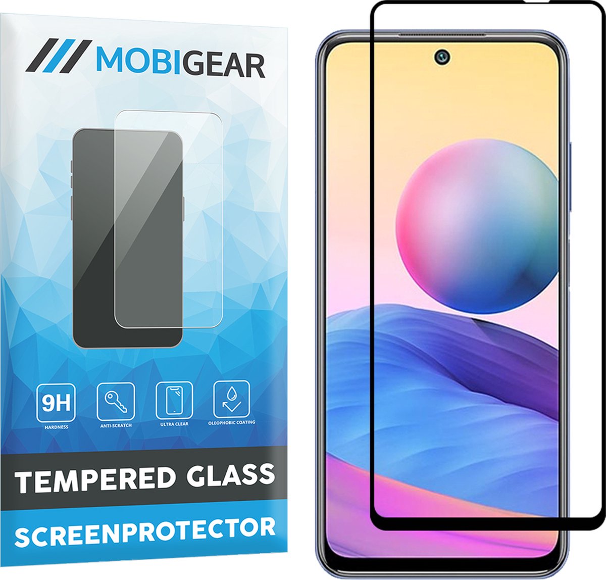 Mobigear Screenprotector geschikt voor Xiaomi Redmi Note 10 5G Glazen | Mobigear Premium Screenprotector - Case Friendly - Zwart