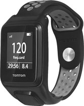 Siliconen Smartwatch bandje - Geschikt voor TomTom Runner 3 sport bandje - zwart/grijs - Strap-it Horlogeband / Polsband / Armband