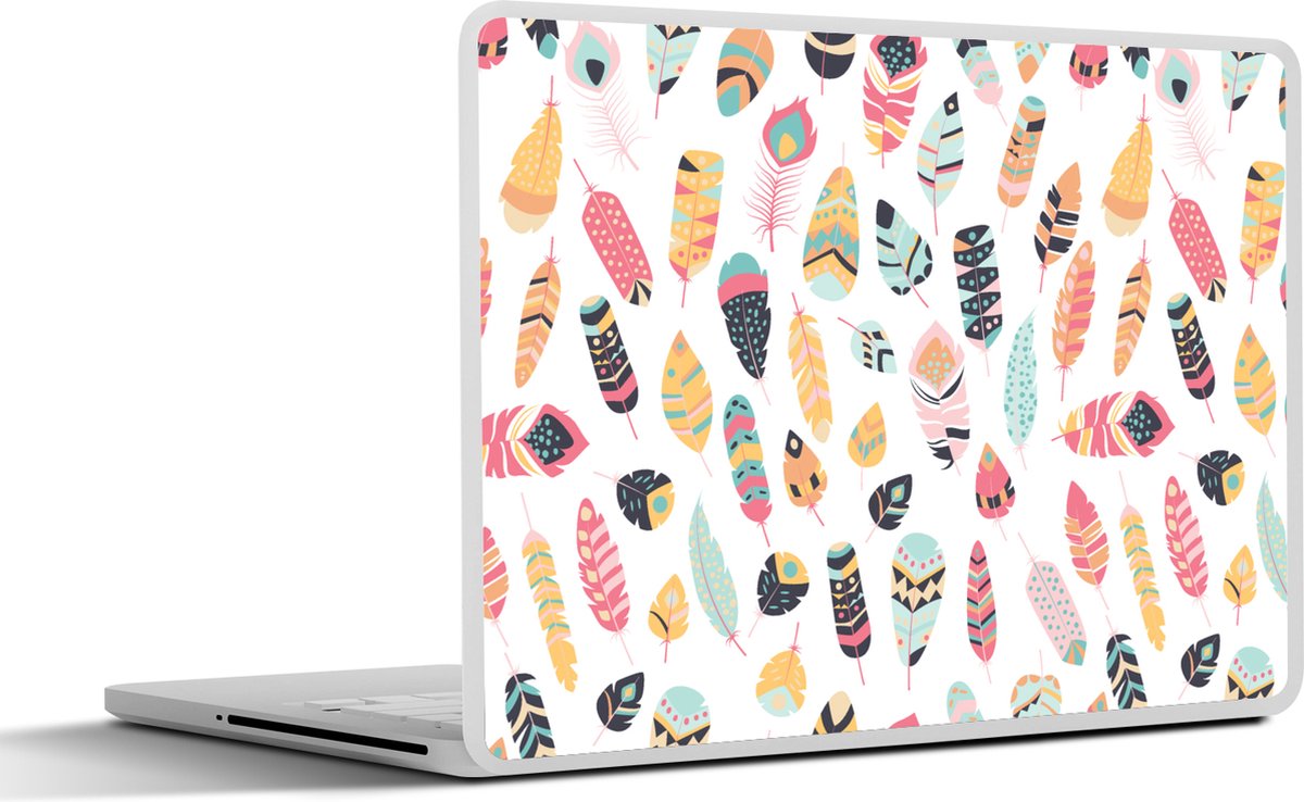 Laptop sticker - 14 inch - Veren - Pluimen - Patronen - Pastel - 32x5x23x5cm - Laptopstickers - Laptop skin - Cover