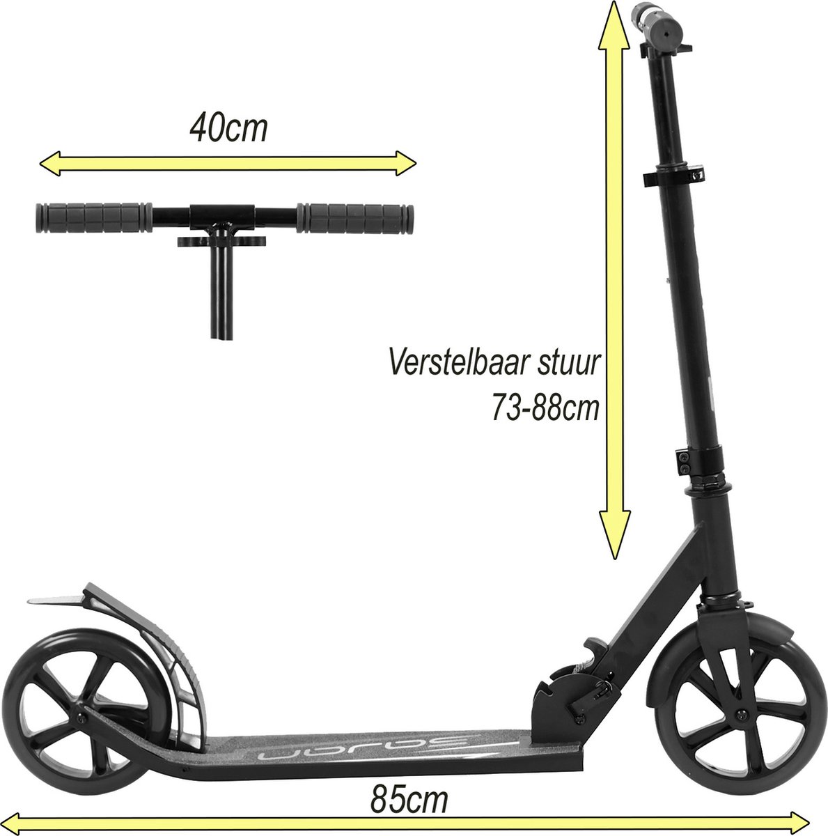 Sajan Step - Aluminium - Kinderstep - Grote Wielen - Autoped -18cm -Zwart — afbeelding 2