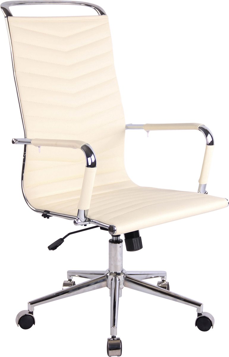 CLP Batley Bureaustoel - Voor volwassenen - Met armleuningen - Ergonomische - creme Kunstleer
