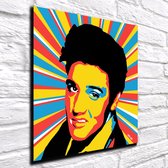 Pop Art Elvis Presley Acrylglas XL - 100 x 100 cm op 10 mm dik Acrylaat glas + Inox Spacers / RVS afstandhouders - Popart Wanddecoratie