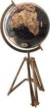 Wereldbol Decoratie 28*26*55 cm Zwart Hout, Metaal Globe Aardbol Woonaccessoires