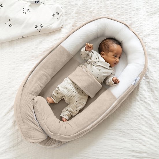 Doomoo Cocoon - Babynestje - Organisch Katoen - 74 x 46 cm - Tetra Jersey Sand
