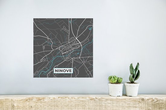 Affiche België – Ninove – Plan de la ville – Carte – Blauw – Carte - 30x30 cm