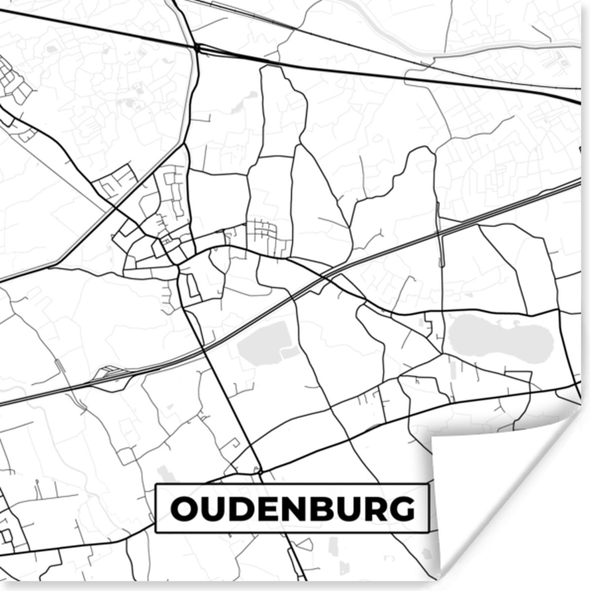 Poster Stadskaart – Plattegrond – België – Zwart Wit – Oudenburg ...