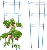 Relaxdays plantensteun set van 2 - tomaten klimplantensteun ijzer - plantenklimrek ringen