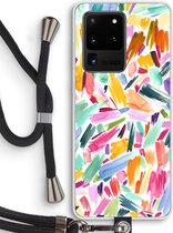 Case Company® - Samsung Galaxy S20 Ultra hoesje met Koord - Watercolor Brushstrokes - Telefoonhoesje met Zwart Koord - Bescherming aan alle Kanten en Over de Schermrand